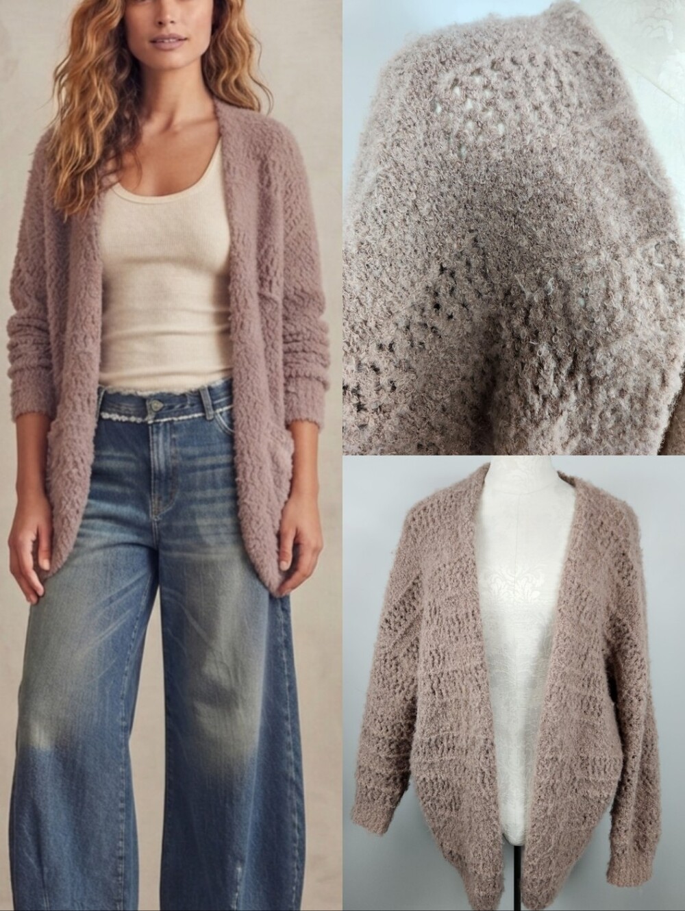 Cozy Comfortable Cardigan Blush Pink Sz M/L Soft Fuzzy Baggy Oversized Knit